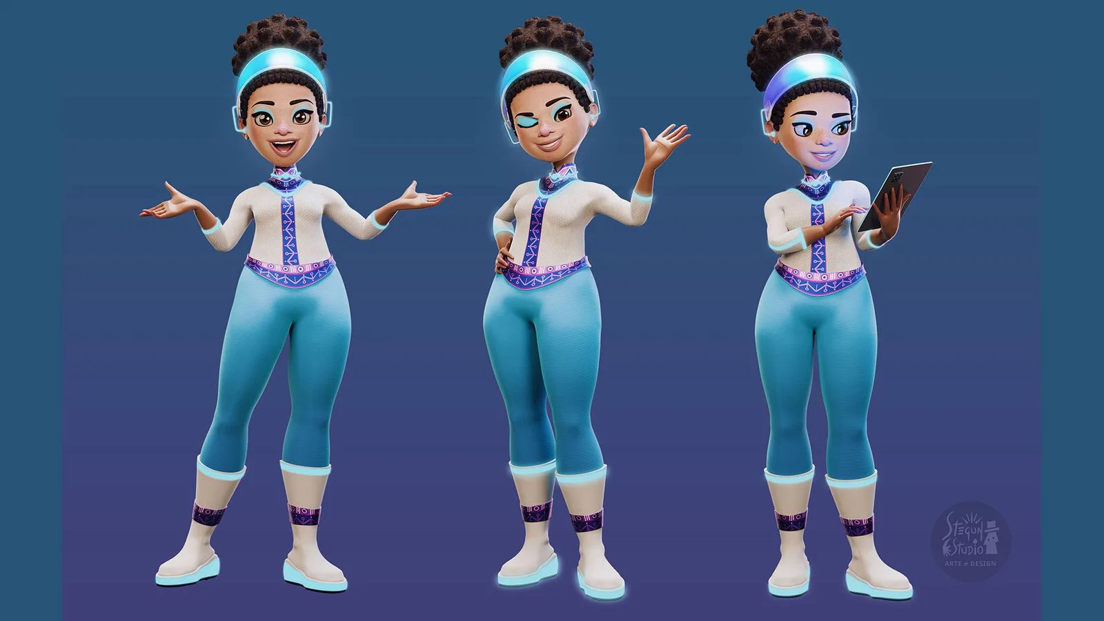 Nia — personagem 3D para Sagres Educa